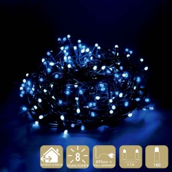 180 luces led 8 funciones blanco azul
