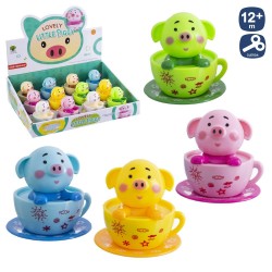 Cerdo en taza a cuerda 6 c 7 x 8 cm