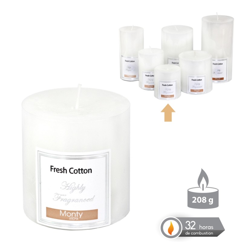 Vela cilíndrica perfumada blanco 7 x 7 cm