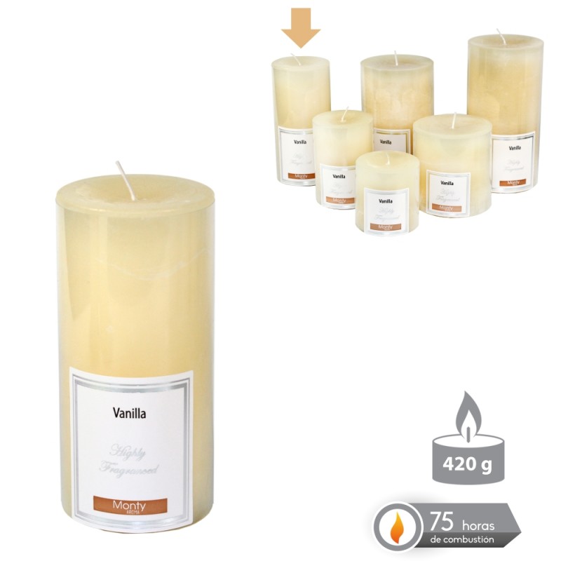 Vela cilíndrica perfumada crema 7 x 14 cm