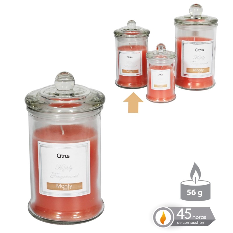 Vela tarro cristal perfumada naranja 7 50 x 14 cm