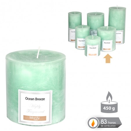 Vela cilíndrica perfumada turquesa 8 70 x 9 cm