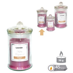 Vela tarro cristal perfumada malva 7 50 x 14 cm