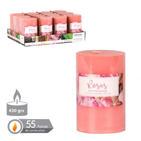Vela cilíndrica perfumada rosa 7 50 x 12 cm