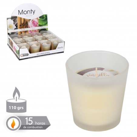 Vela tarro cristal perfumada marfil 7 50 x 7 50 cm