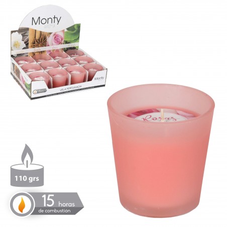 Vela tarro cristal perfumada rosa 7 50 x 7 50 cm