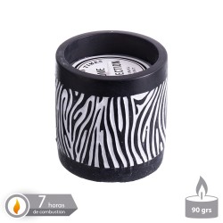 Vela base cemento perfumada zebra 8 x 8 cm