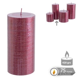 Vela cilíndrica rojo metálico navidad 6 80 x 14 cm