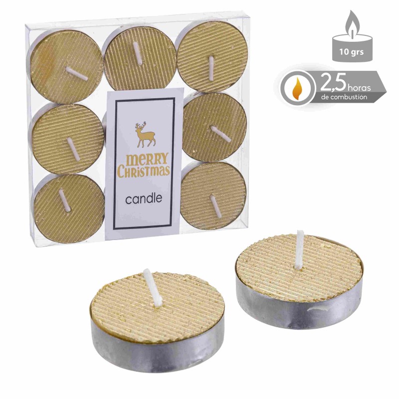 S 9 vela tealight oro navidad 3 80 x 1 20 cm