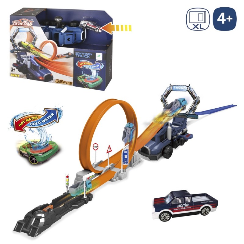 Pista looping con coche 128 x 20 x 12 cm