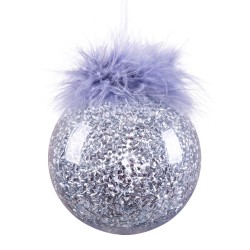 Bola con pluma plástico plata 8 x 8 x 8 cm