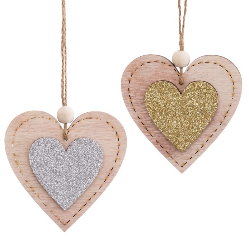 Colgante corazón madera 2 c 10 x 10 x 0 80 cm