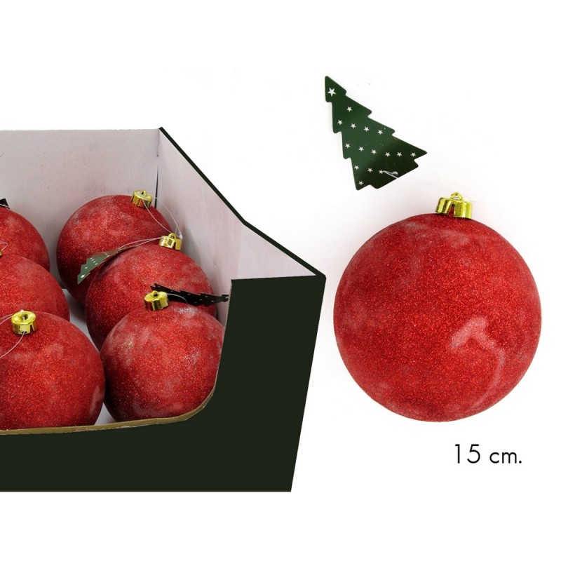 Bola glitter rojo c displ 15 x 15 x 15 cm