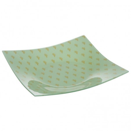 Centro cristal cuadrado cactus oro