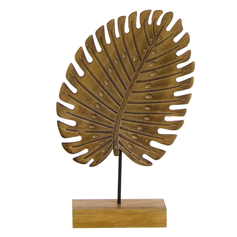 Figura hoja en peana l natural