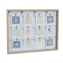 Portafotos pinzas bebe 12 meses sunshine azul