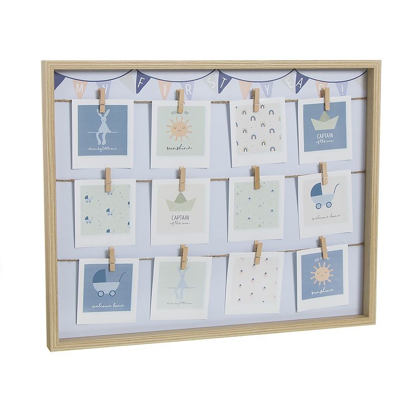 Portafotos pinzas bebe 12 meses sunshine azul