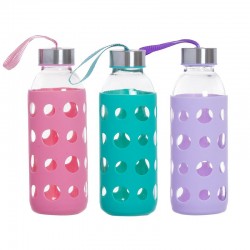 Botella cristal 400ml funda silicona 3c