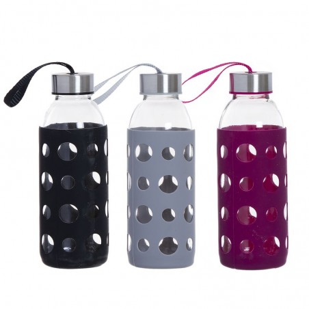 Botella cristal 400ml funda silicona 3c
