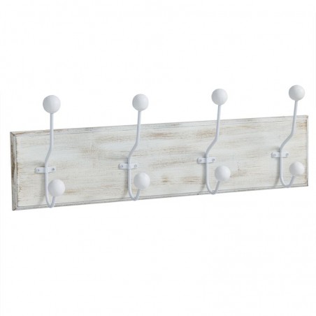 Perchero madera 4 colgadores blanco