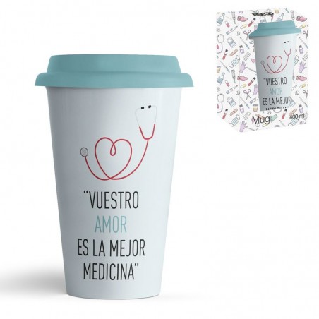 Mug 400ml tapa silicona medicos
