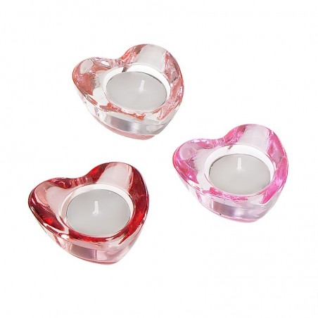 Juego de 3 portavelas de te forma corazon