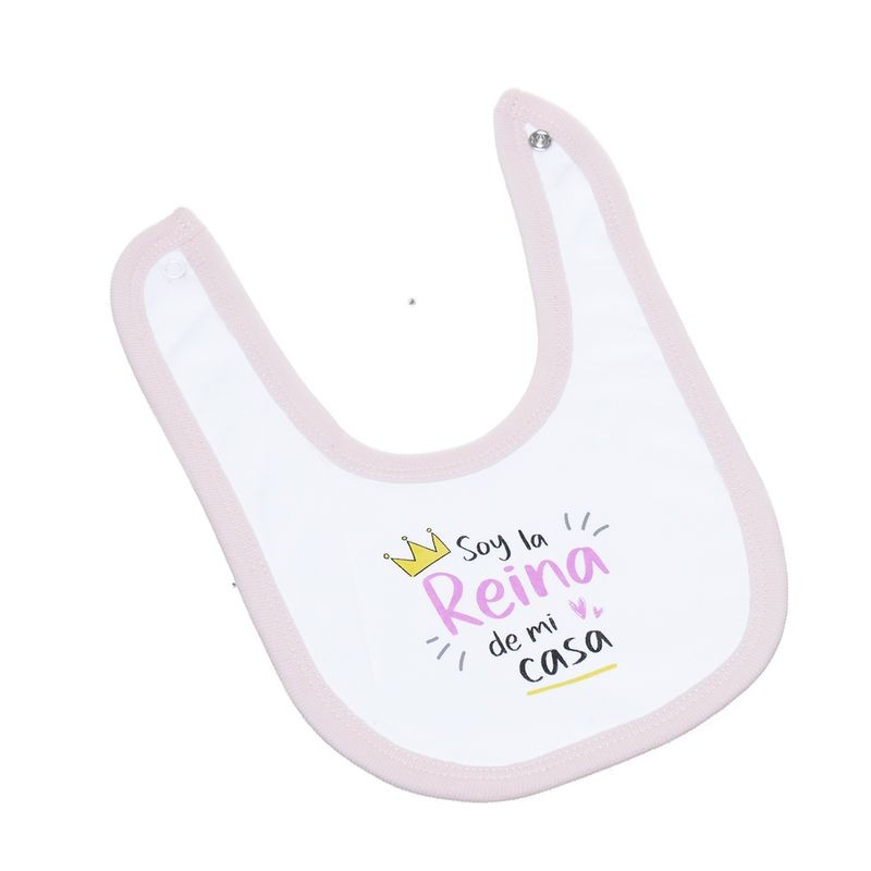 Babero con frase soy la reina de la casa