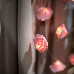 Guirnalda 20 leds flores rosa 3xaa