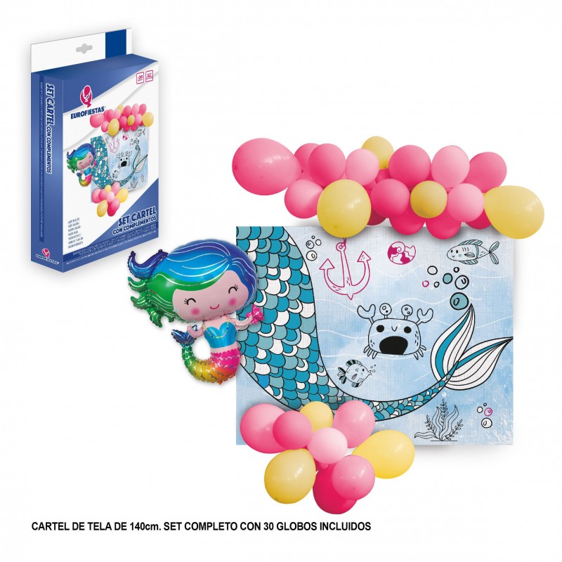 Cartel de tela con globos sirena