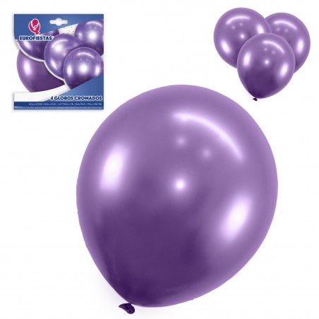 Pack globo cromado 4 morado