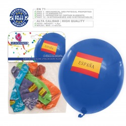 Pack globo colores surtidos bandera españa impresa 6 unidades