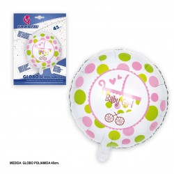 Globo poliamida redondo baby girl 45cm