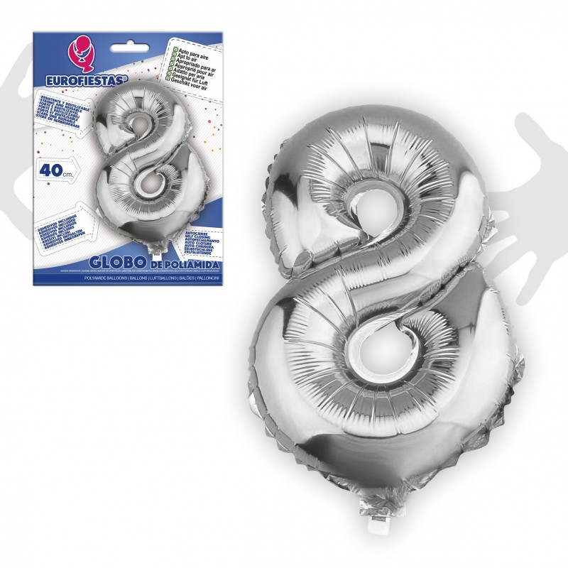 Globo poliamida 8 plata 40cm