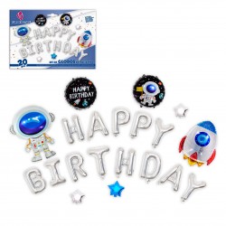 Set globos poliamida happy birthday espacio