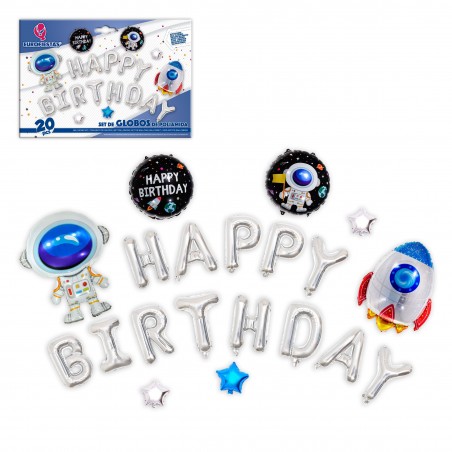 Set globos poliamida happy birthday espacio
