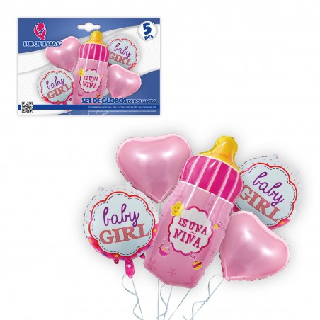 Set globos poliamida baby girl bibero
