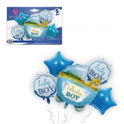 Set globos poliamida baby boy carrito