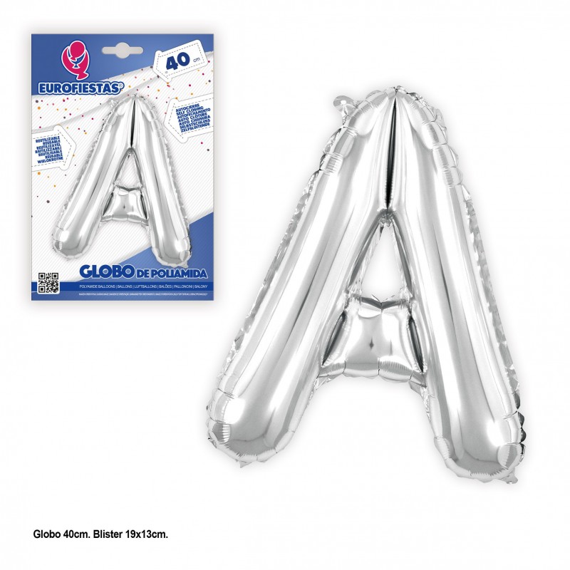 Globo poliamida 40cm. plata brillo a