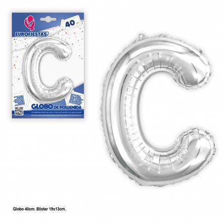 Globo poliamida 40cm. plata brillo c