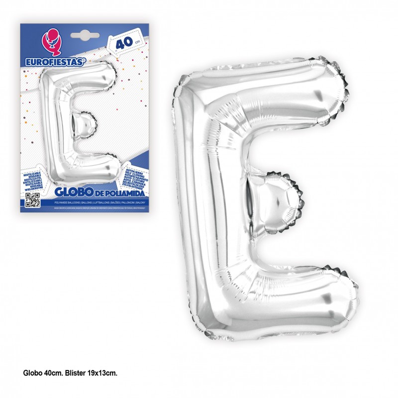 Globo poliamida 40cm. plata brillo e