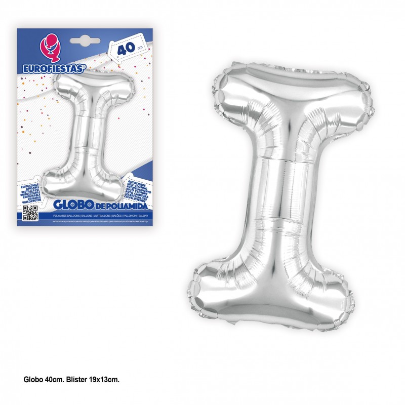 Globo poliamida 40cm.plata brillo i