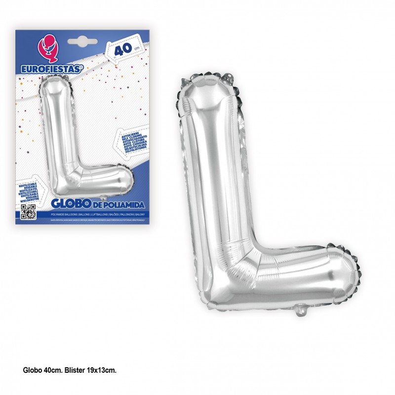 Globo poliamida 40cm plata brillo l