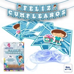 Guirnalda feliz cumpleaños azul