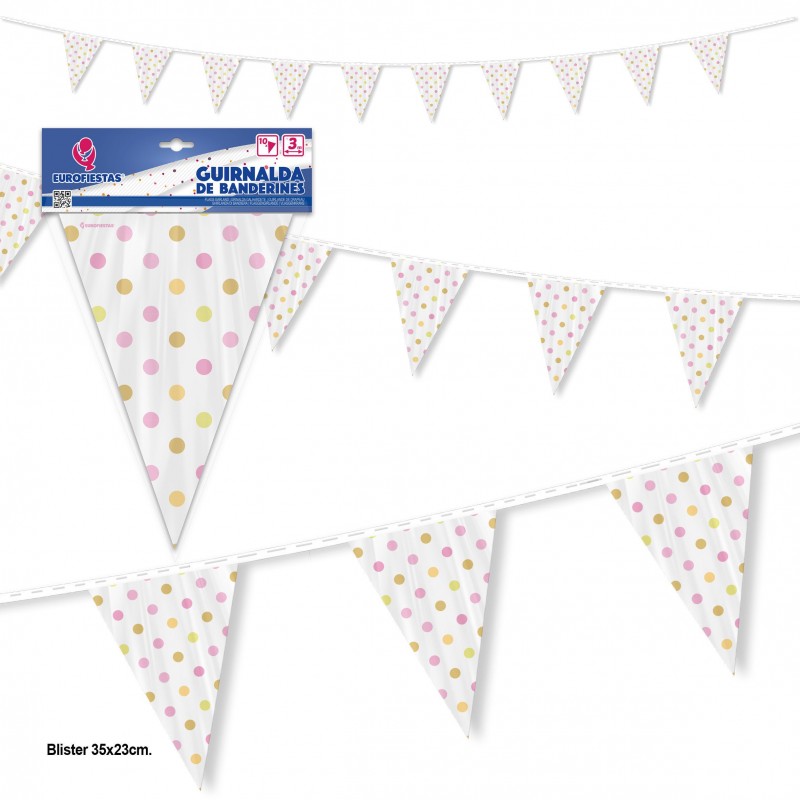 Guirnalda banderines papel lunares colores