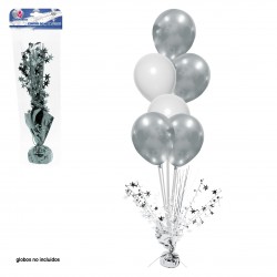 Centro de mesa plata varilla blanca