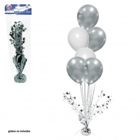 Centro de mesa plata varilla blanca