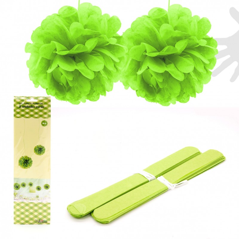 Colgante pompon 2u. 30cm verde
