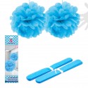 Colgante pompon 2u.30cm celeste