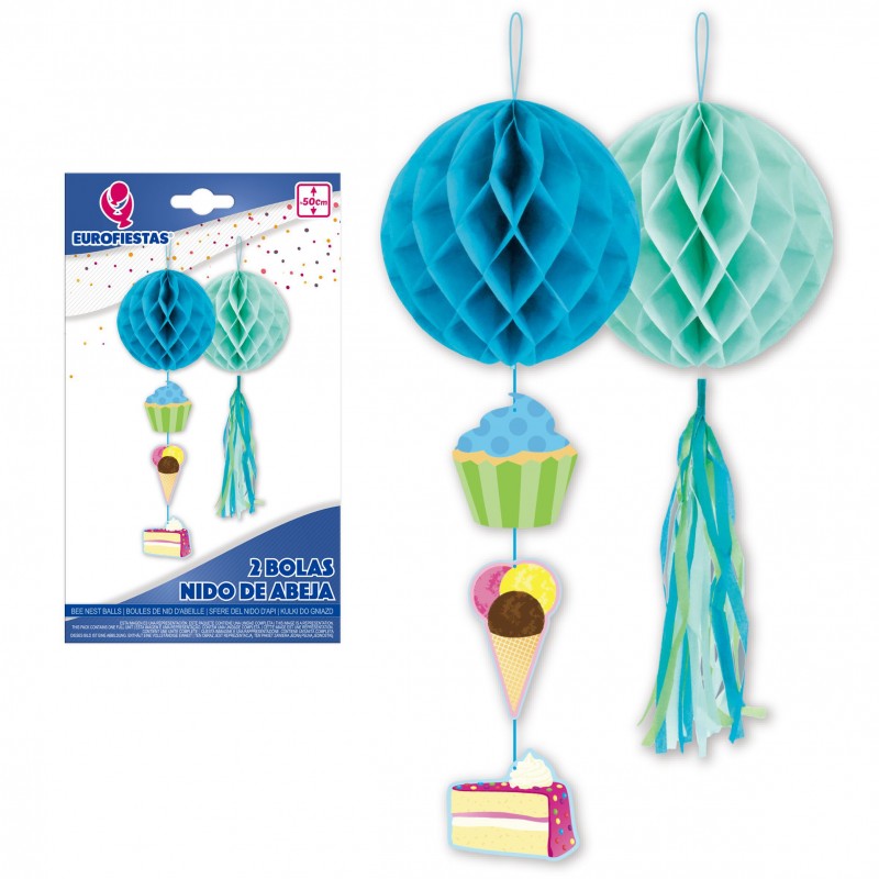 Bolas panal abeja azul 2