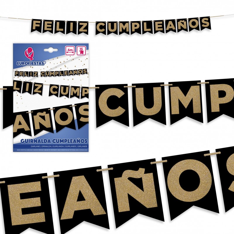 Guirnalda cumpleaños negro oro purp.